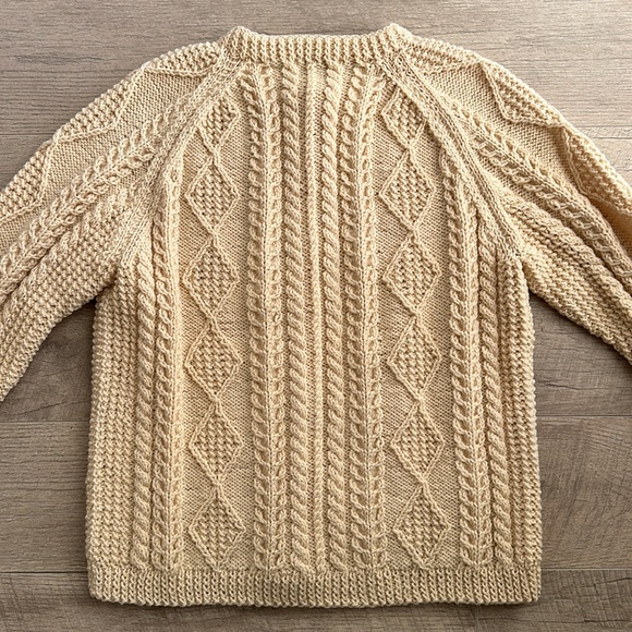 Vintage Mary Smith Hand Knitted Wool Ireland Fisherman's Cable Sweater Cardigan - Picture 11 of 15